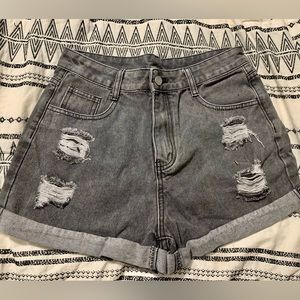 Black Acid Washed High Waisted Shorts